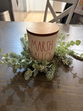 Rae Dunn Marshmallow Jar with Wooden Lid - White and Brown NWT